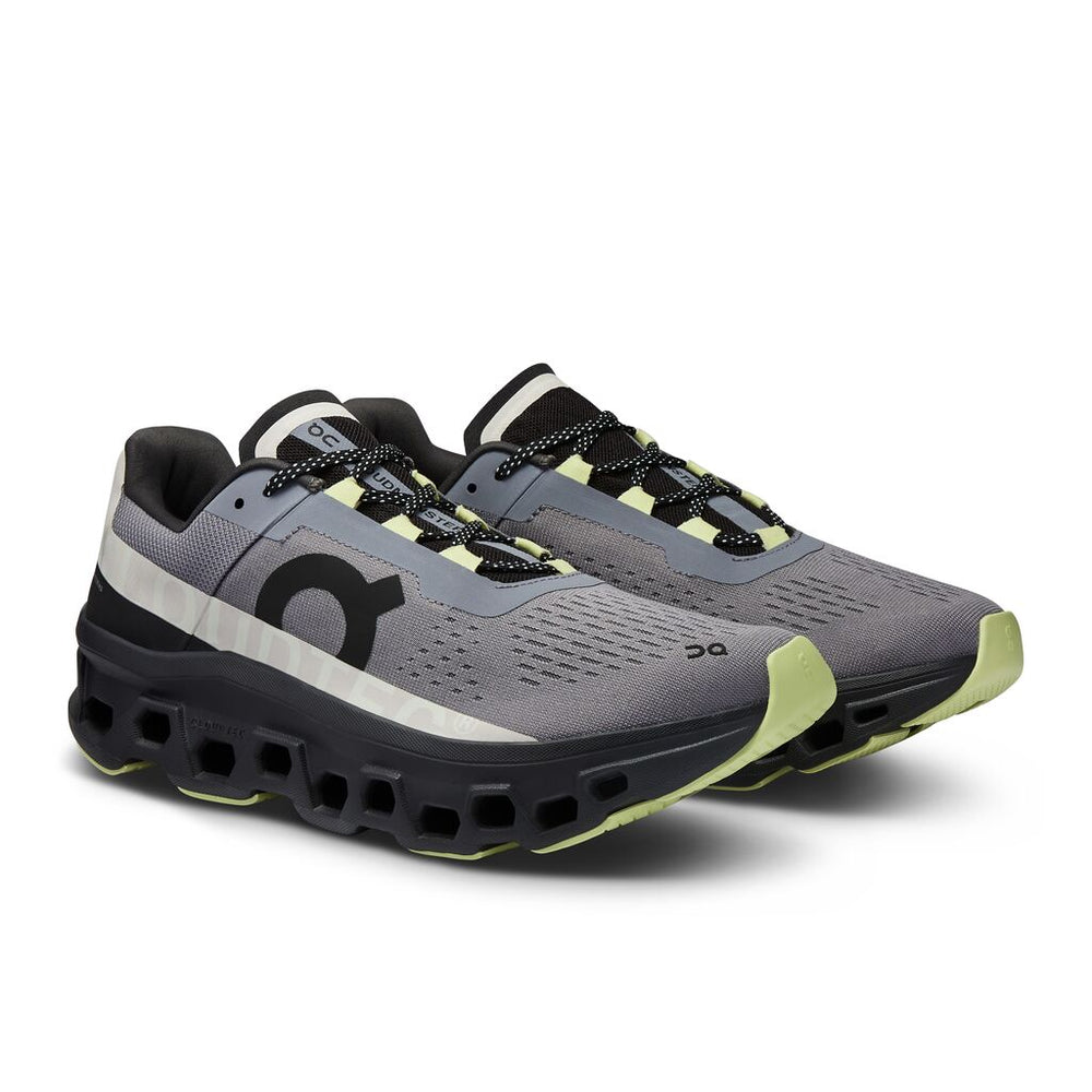 On Men's Cloudmonster Running Shoes Fossil / Magnet - achilles heel