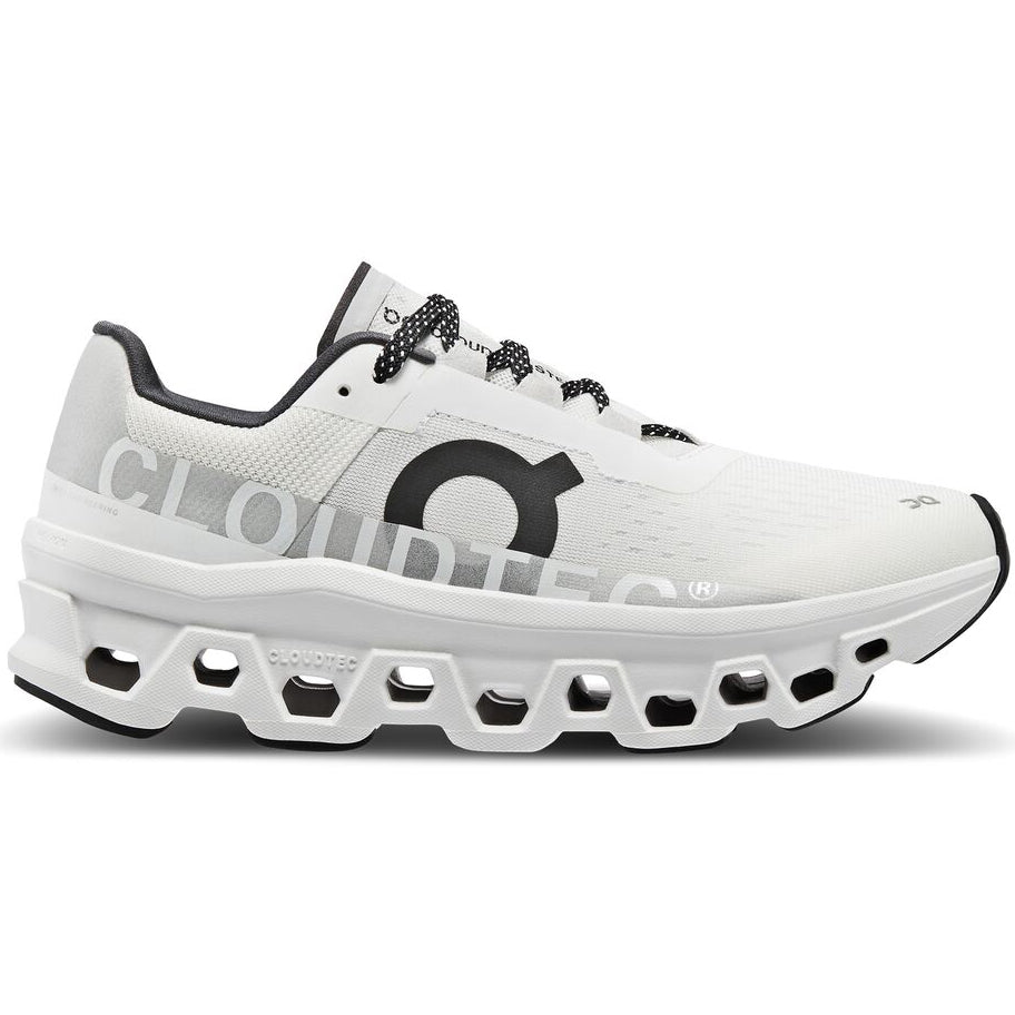 On Women's Cloudmonster Running Shoes Undyed-White / White - achilles heel