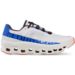 On Women's Cloudmonster Running Shoes Frost / Cobalt - achilles heel