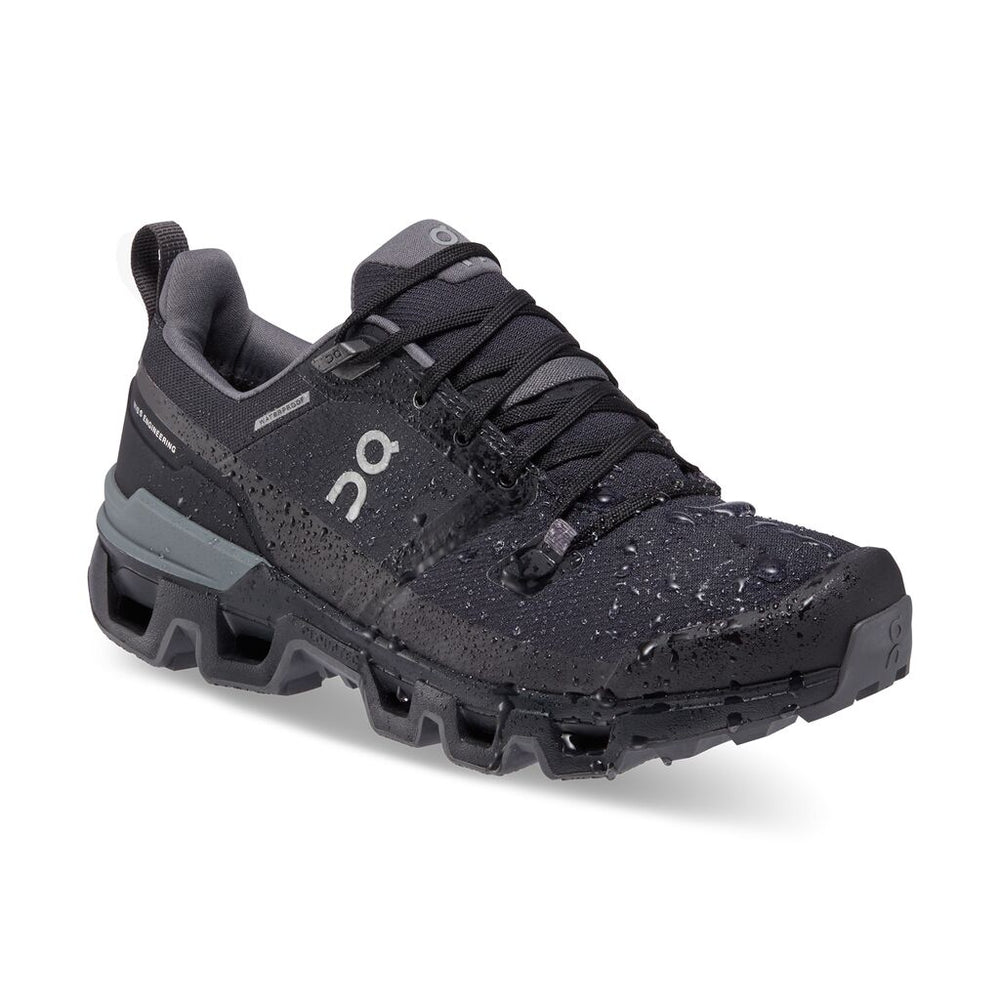 On Women's Cloudwander Waterproof Walking Shoes Black / Eclipse - achilles heel