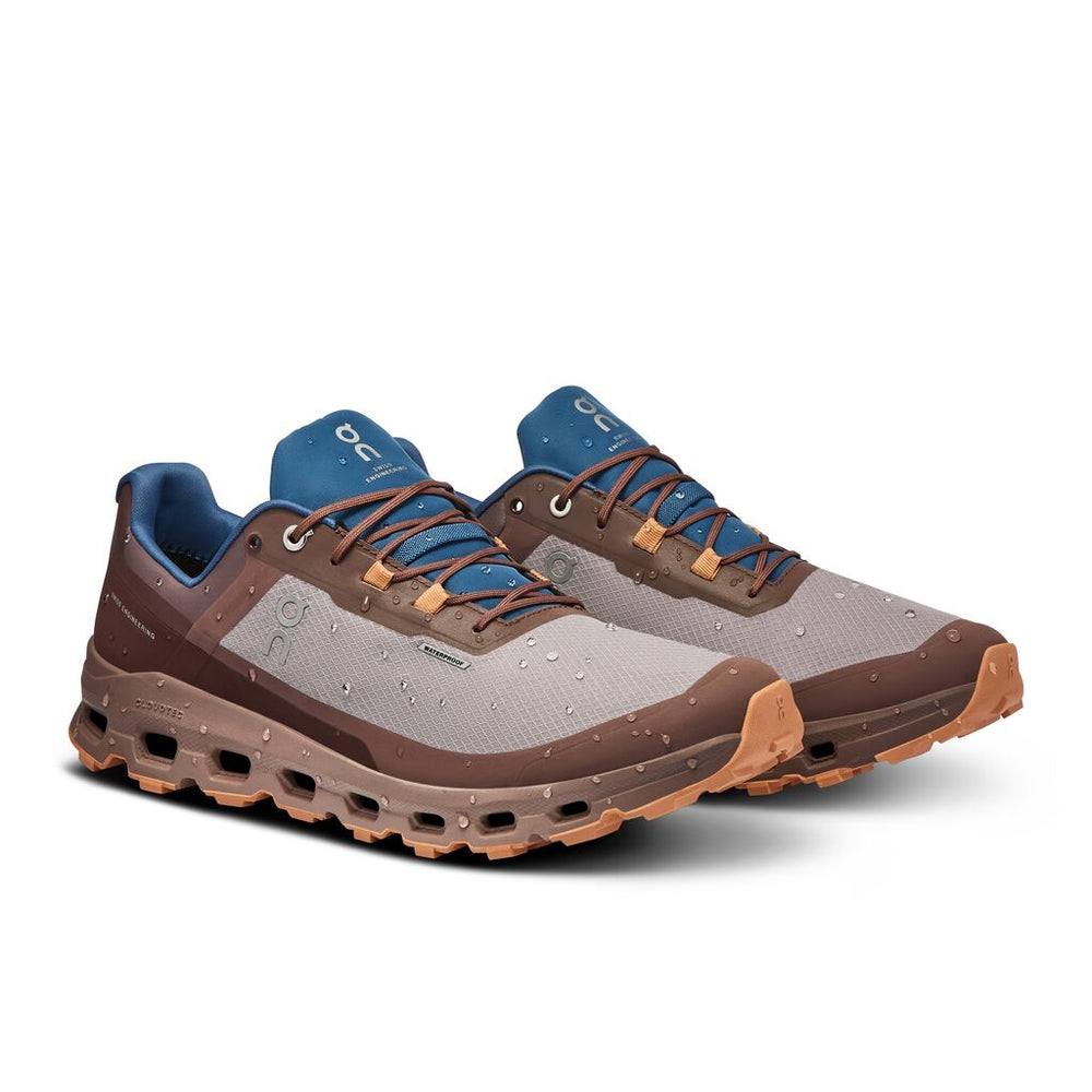 On Men's Cloudvista Waterproof Trail Running Shoes Zinc / Grape - achilles heel
