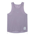 Satisfy Space-O™ Singlet in Dusk — front product shot showing race-cut silhouette, laser punch-out perforated micro jersey shell and stealth-reflective Satisfy logo
