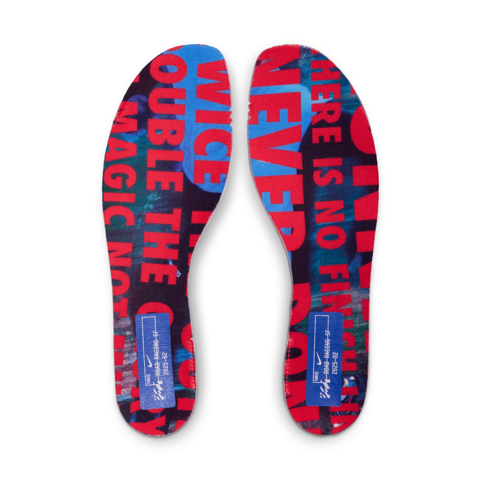 Nike Streakfly 2 Running Shoes White Black Racer Blue Bright Crimson insoles showing lightweight racing construction for minimal weight and responsive performance during competition