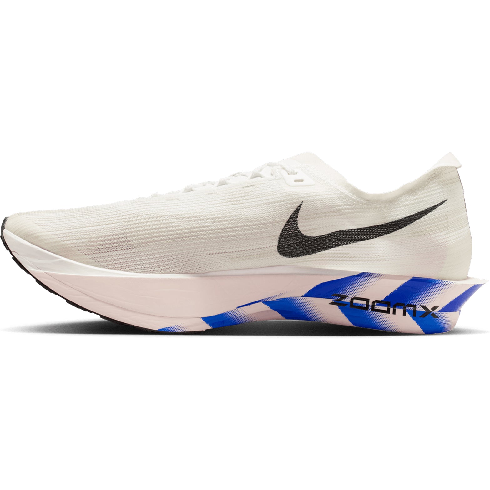 Nike Streakfly 2 Running Shoes White Black Racer Blue Bright Crimson inner side view showing ZoomX foam cushioning with ultra-lightweight racing construction