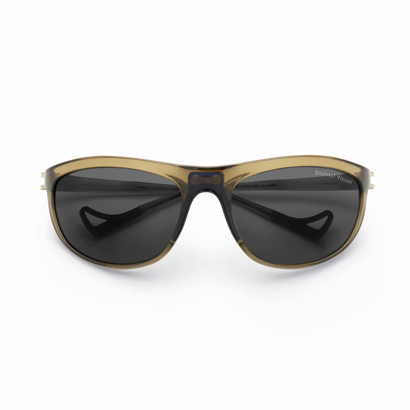 District Vision Takeyoshi Altitude Master in Liquid Moss D+ Water Grey — front product shot showing eight-base frame construction, liquid moss frame and D+ Water Grey therapeutic-grade polycarbonate lens