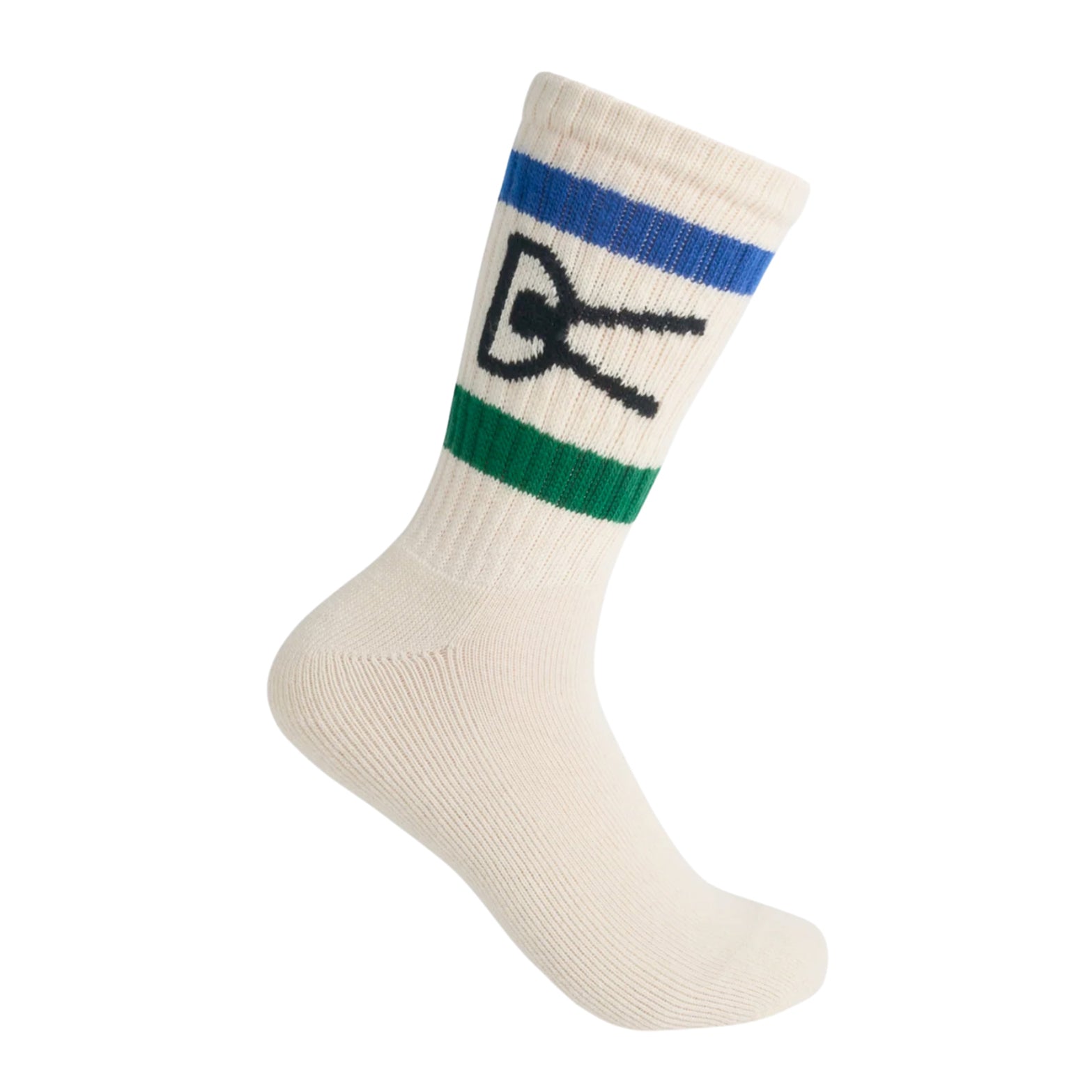 USA Cotton 2 Pack Socks Cream / Navy / Green Stripe