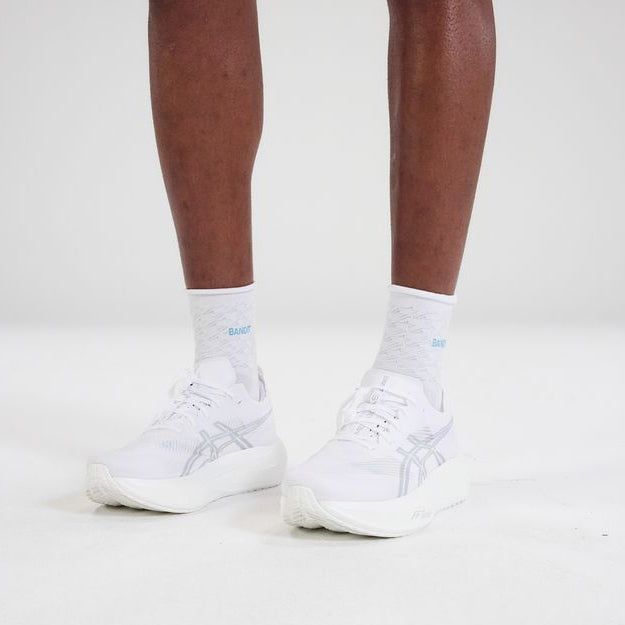 Grid Knit Run 2 Pack Socks White / Vintage Blue - Achilles Heel