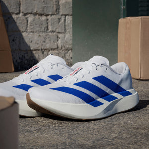 adidas Men's Adizero EVO SL Running Shoes Cloud White / Royal Blue / Pure Ruby - achilles heel