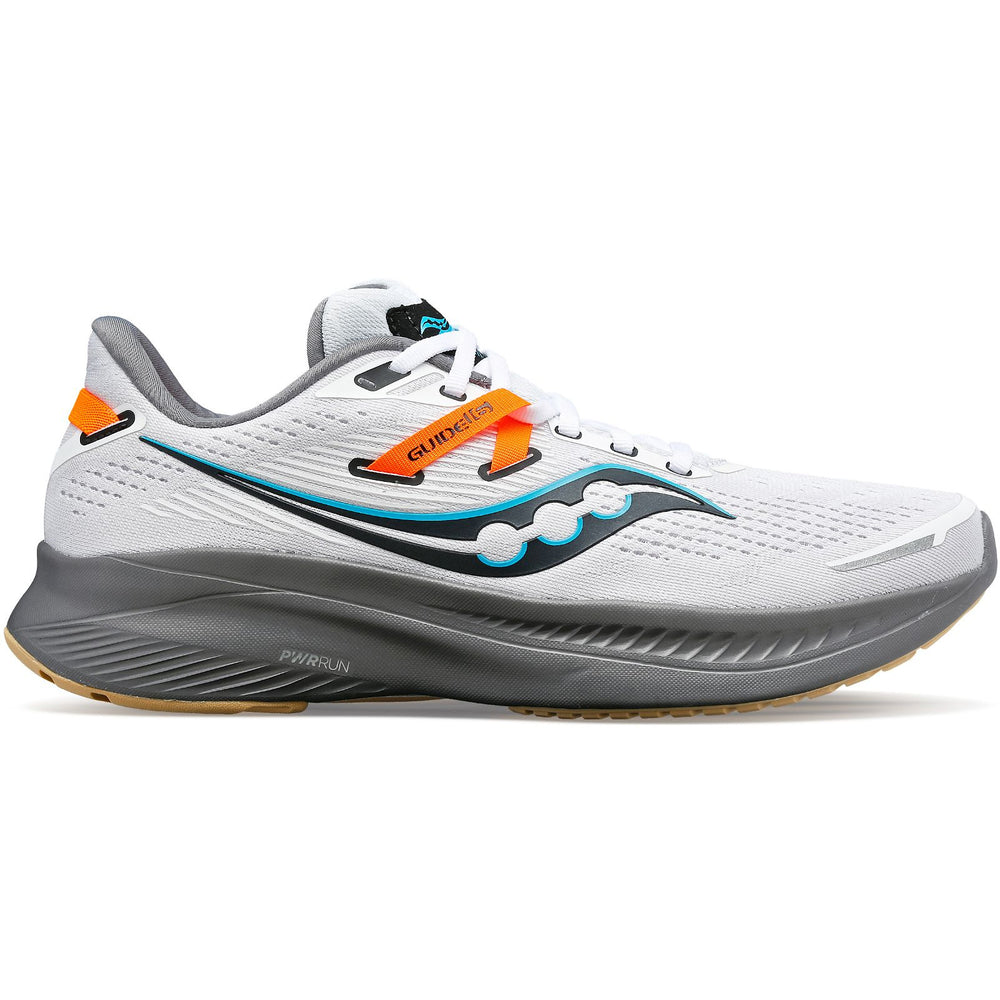 Saucony Men's Guide 16 Running Shoes White / Gravel - achilles heel