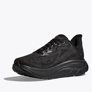 Hoka Men's Clifton 10 Wide Fit Running Shoes Black / Black - achilles heel
