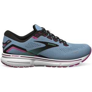 Brooks Women's Ghost 15 Running Shoes Blue Bell / Black / Pink - achilles heel