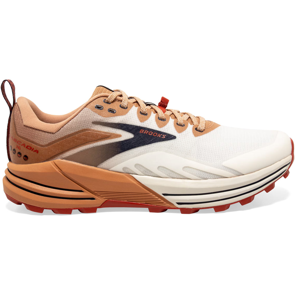 Brooks Men's Cascadia 16 Trail Running Shoes White / Biscuit / Rooibos - achilles heel