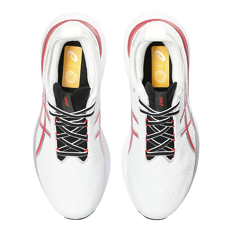Asics Men's Gel-Nimbus 25 Anniversary Running Shoes White / Classic Red - achilles heel