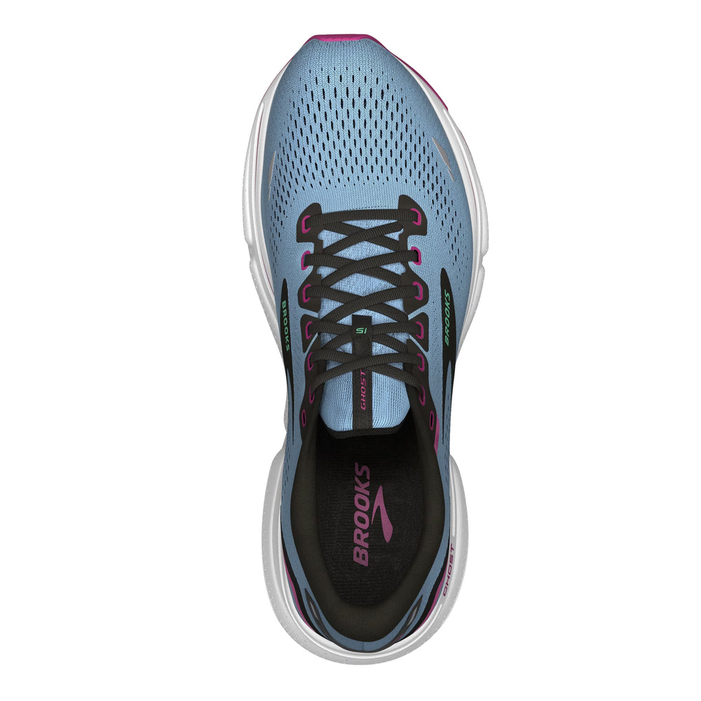 Brooks Women's Ghost 15 Running Shoes Blue Bell / Black / Pink - achilles heel