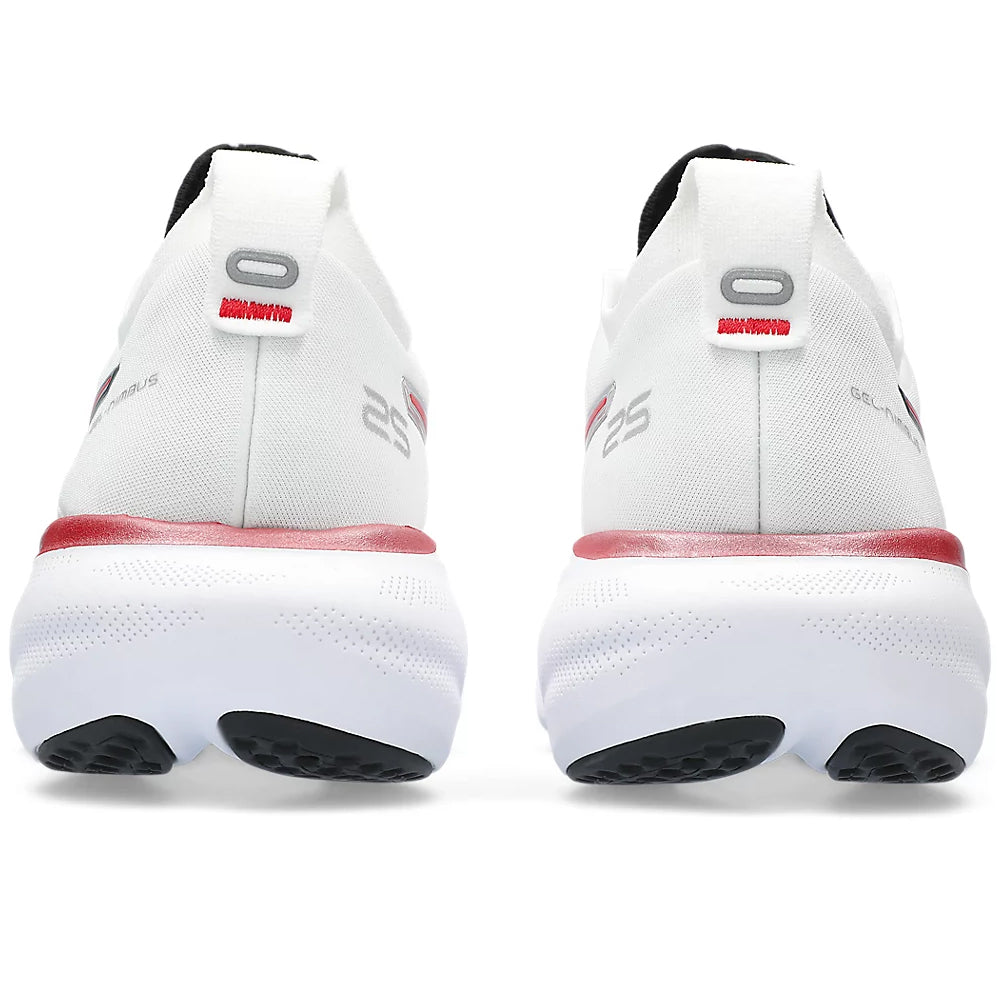 Asics Men's Gel-Nimbus 25 Anniversary Running Shoes White / Classic Red - achilles heel