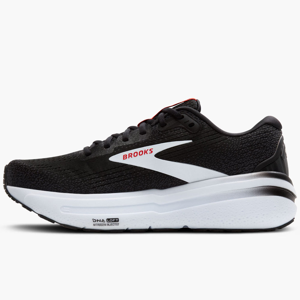 Brooks Men's Ghost Max 2 Black / White / Fiery Red - achilles heel