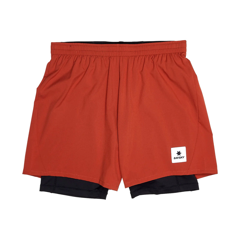 SAYSKY Men's Pace 2 In 1 5 Inch Shorts Red - achilles heel