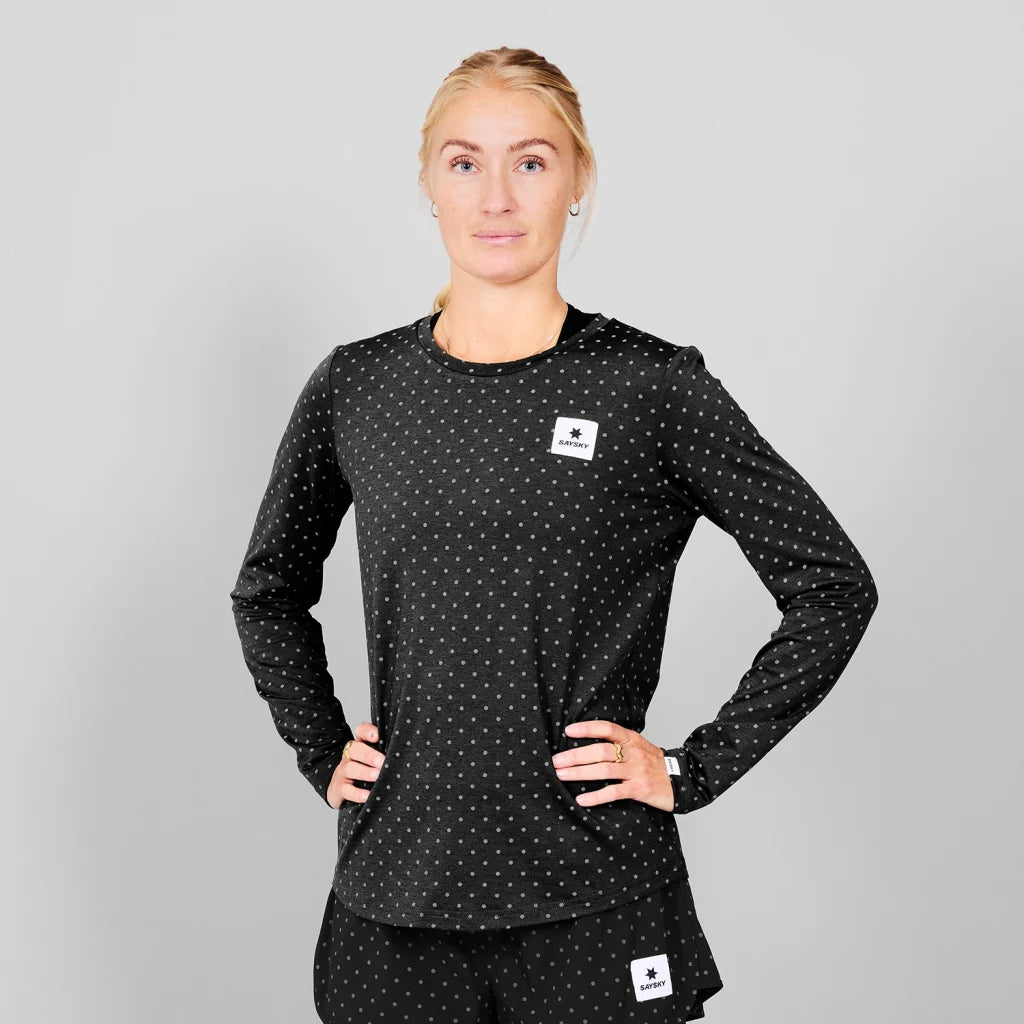 SAYSKY Women's Reflective Polka Pace Top Black - Achilles Heel