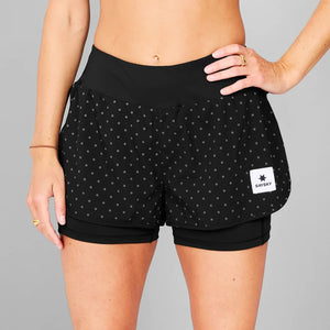 SAYSKY Women's Polka 2 In 1 3 Inch Pace Shorts Black - achilles heel