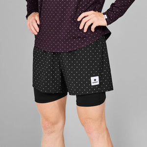 SAYSKY Men's Polka 2 In 1 5 Inch Pace Shorts Black - achilles heel