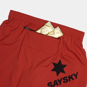 SAYSKY Men's Pace 2 In 1 5 Inch Shorts Red - achilles heel