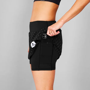 SAYSKY Women's Polka 2 In 1 3 Inch Pace Shorts Black - achilles heel