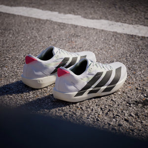 adidas Men's Adizero Adios 9 Running Shoes Cloud White / Core Black / Silver Metallic - achilles heel