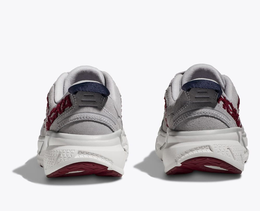Hoka Clifton L Embroidery Shoes Lunar Rock / Cabernet - achilles heel