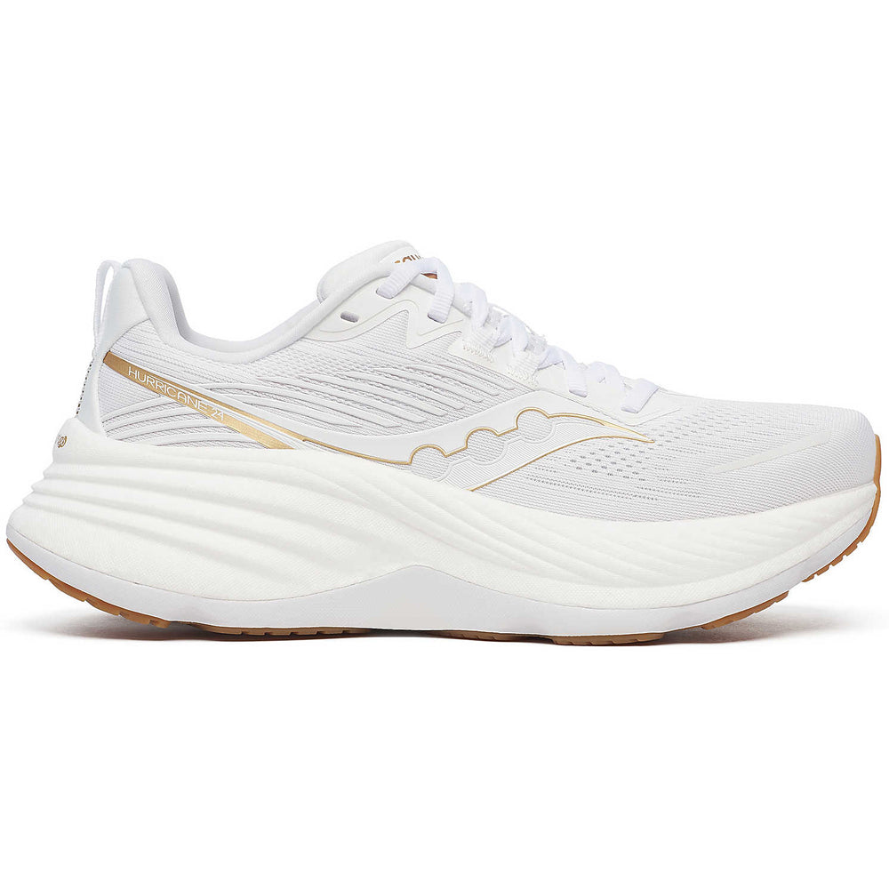 Saucony Women's Hurricane 24 Running Shoes White / Gold - achilles heel