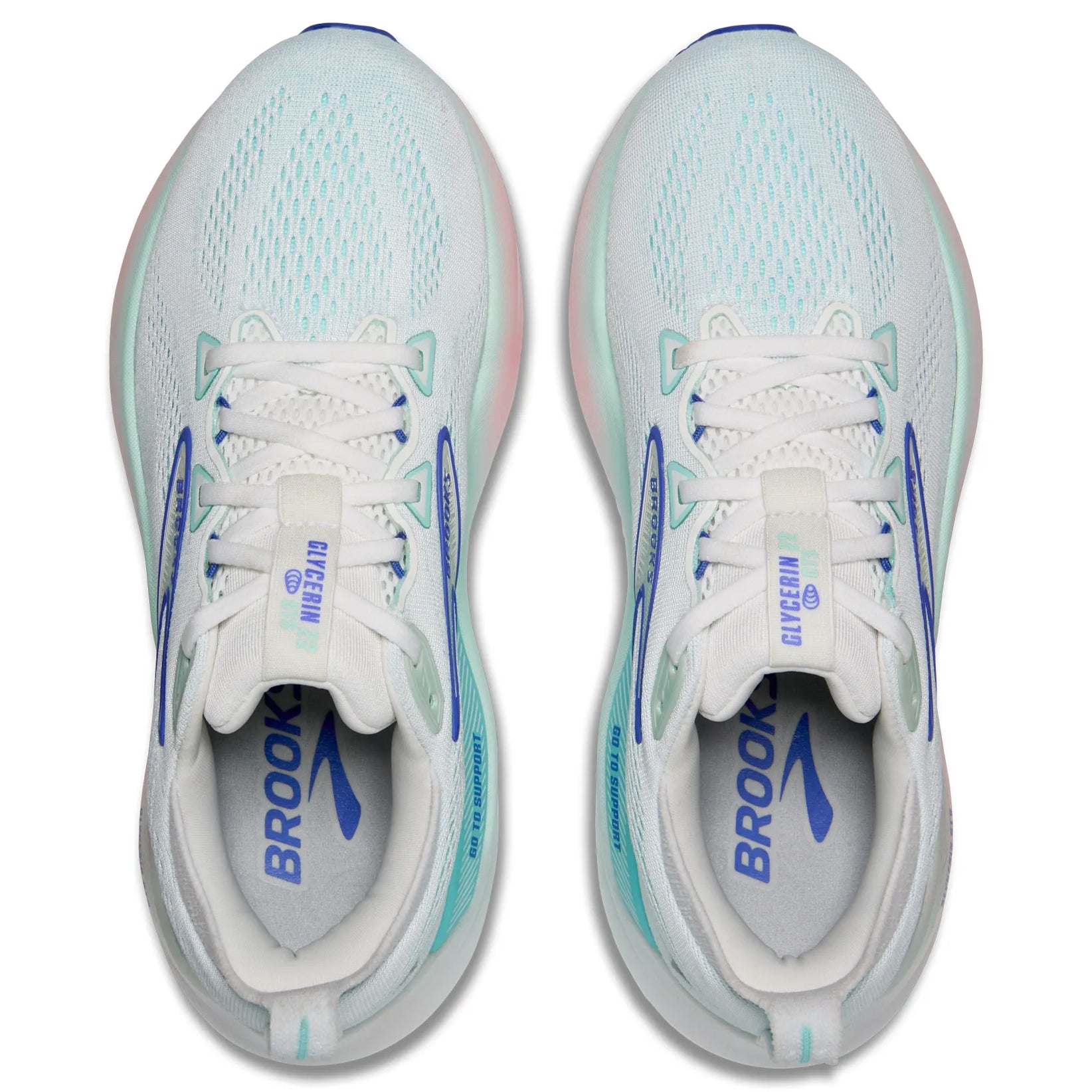 Women's Glycerin GTS 22 Running Shoes White / Limpet Shell / Amparo Blue - Achilles Heel