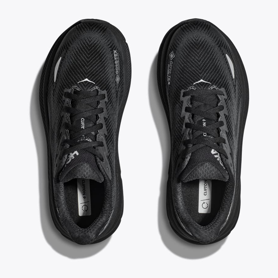 Hoka Men's Clifton 9 GORE-TEX Running Shoes Black / Black - Achilles Heel