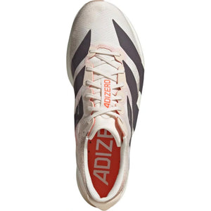 adidas Men's Adizero Adios 9 Running Shoes Chalk White / Grey Strata / Impact Orange - achilles heel