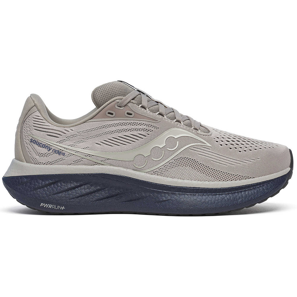 Saucony Men's Ride 18 Running Shoes Dove / Navy - achilles heel