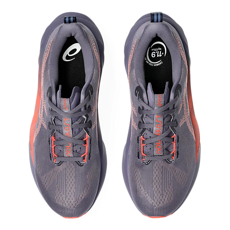 Asics Men's Novablast 5 Running Shoes Greyish Purple / Coral Reef - achilles heel