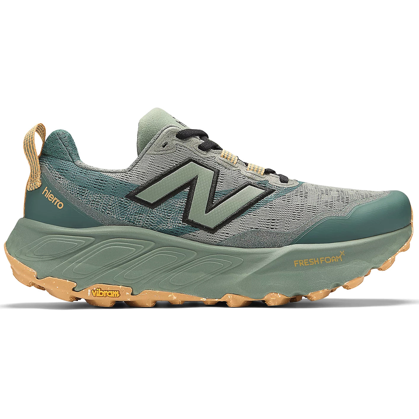 New Balance Men's Fresh Foam X Hierro v9 Trail Running Shoes Dark Juniper / Black / Dried Apricot - Achilles Heel