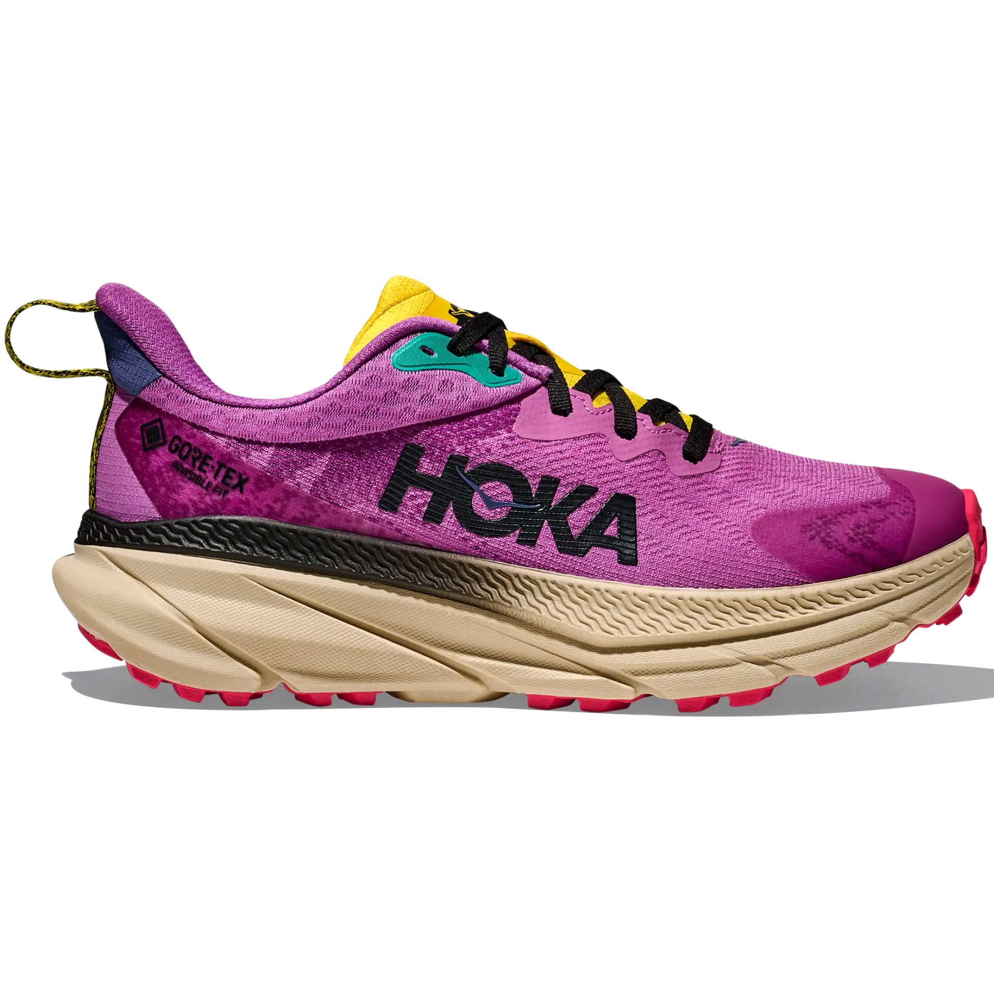 Hoka Women's Challenger 7 GORE-TEX Trail Running Shoes Superbloom / Oatmeal - Achilles Heel
