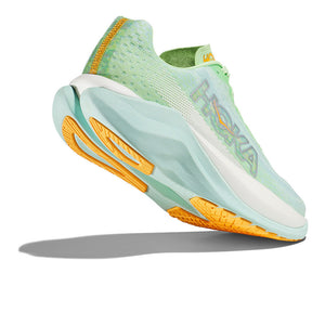 Hoka Women's Mach X Running Shoe Lime Glow / Sunlit Ocean - achilles heel