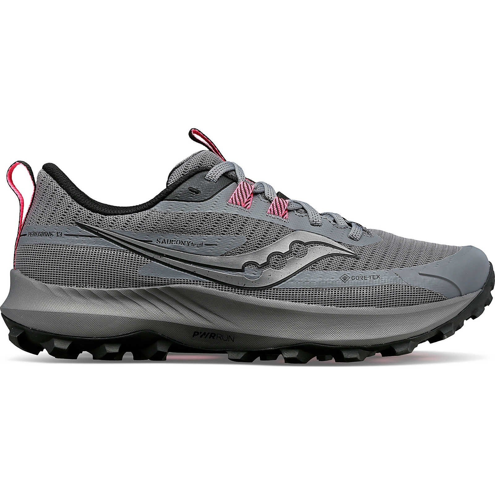 Saucony Women's Peregrine 13 GORE-TEX Trail Running Shoes Gravel / Black - Achilles Heel