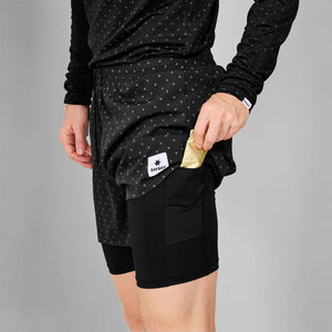 SAYSKY Men's Polka 2 In 1 5 Inch Pace Shorts Black - achilles heel