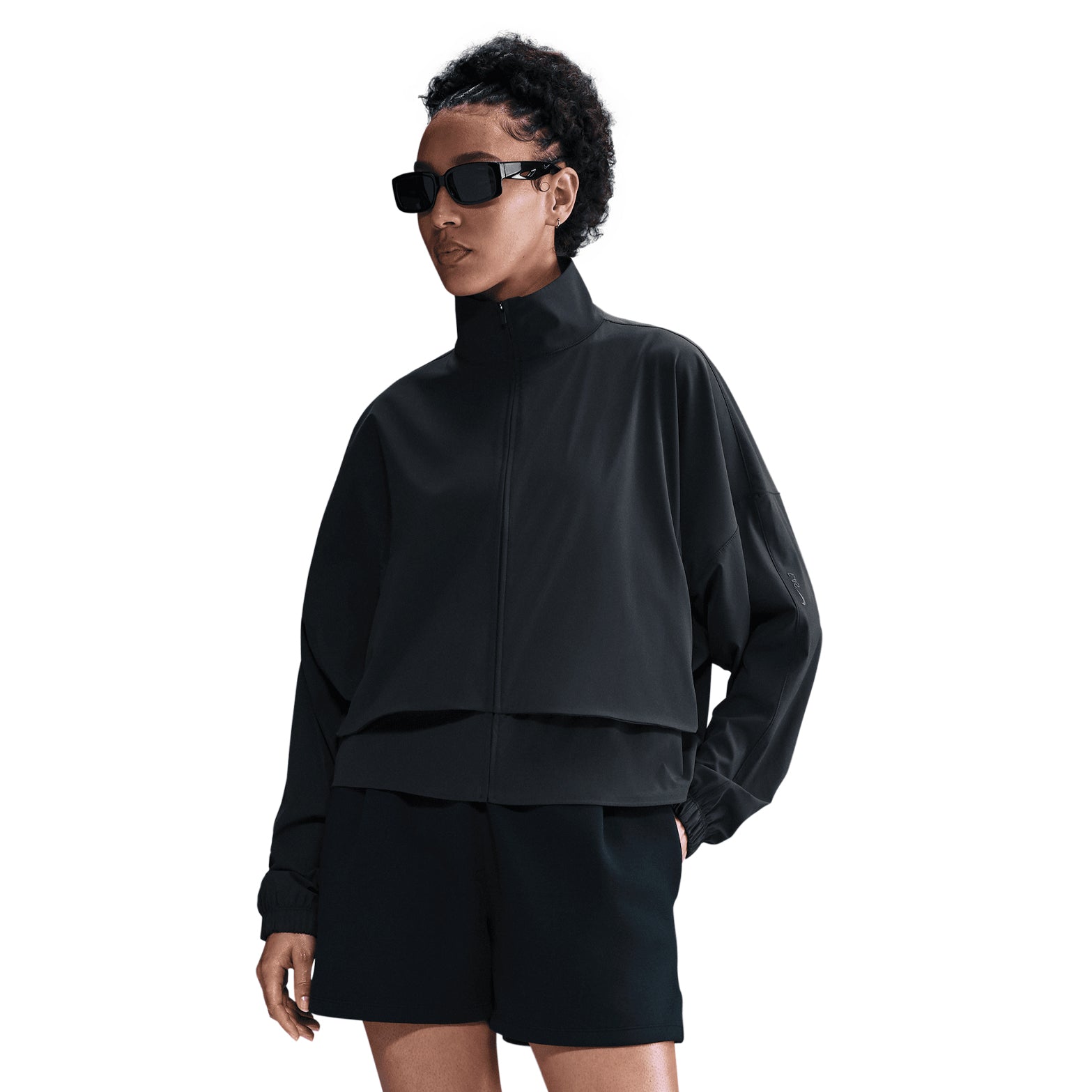 Women's 24.7 PerfectStretch Dri-FIT Oversized Full-Zip Jacket Black / Dark Smoke Grey - Achilles Heel