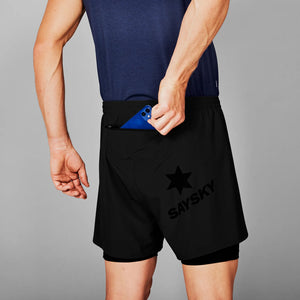 SAYSKY Men's Pace 2 In 1 5 Inch Shorts Black - achilles heel