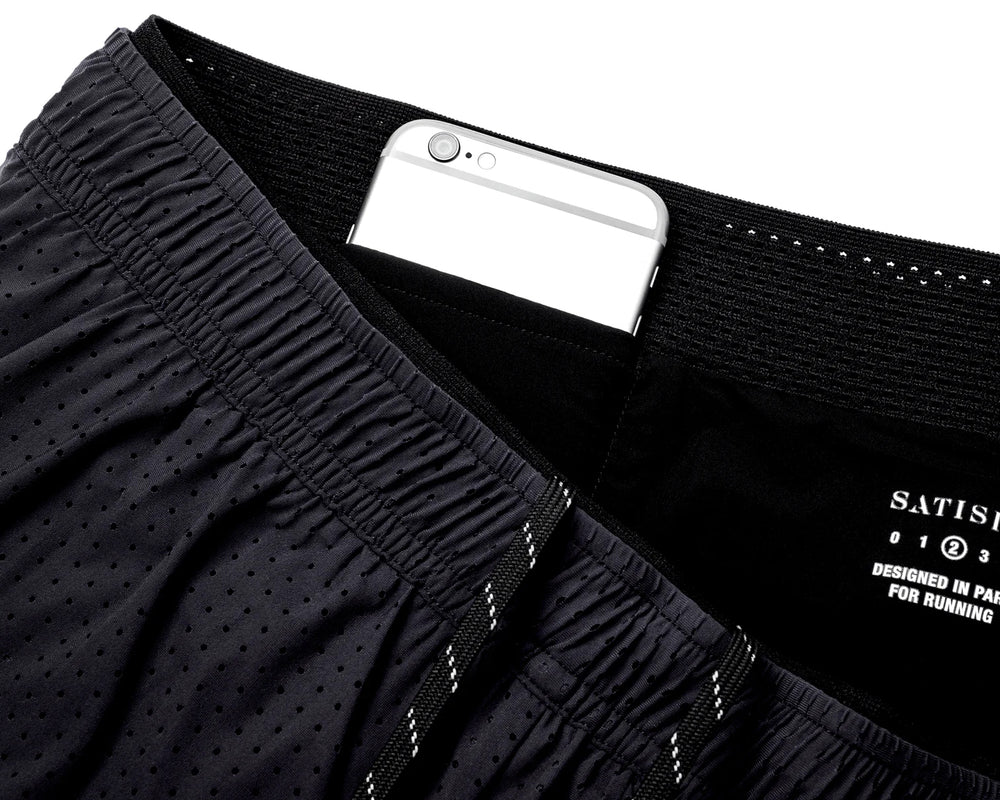 Satisfy Space‑O 2.5 Inch Distance Shorts Black - achilles heel