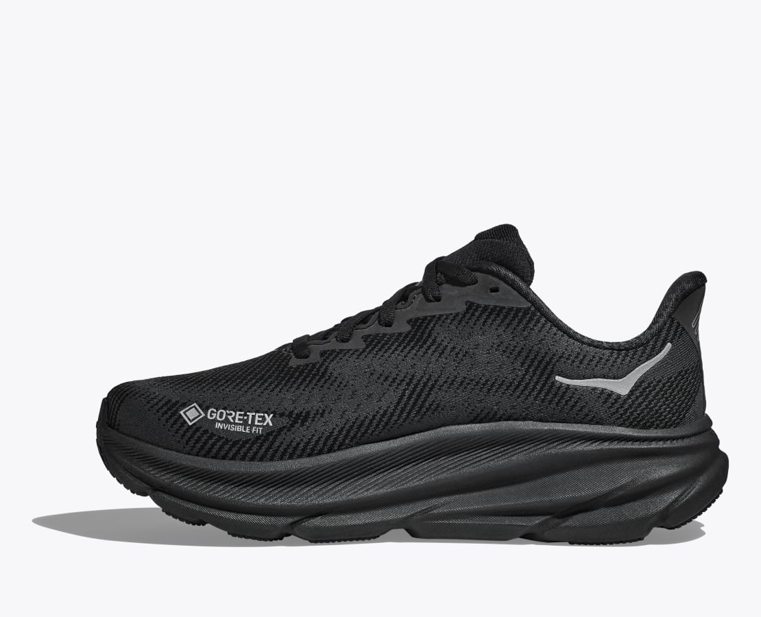 Women's Clifton 9 GORE-TEX Running Shoes Black / Black - Achilles Heel