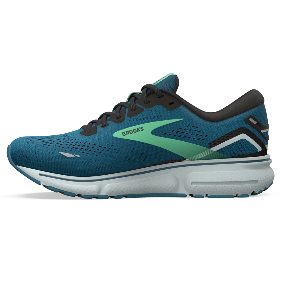 Brooks Men's Ghost 15 Running Shoes Moroccan Blue / Black / Spring Bud - achilles heel