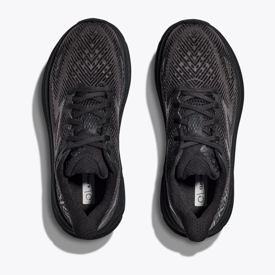 Hoka Men's Clifton 9 Running Shoes Black / Black - achilles heel