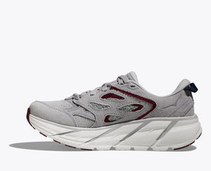 Hoka Clifton L Embroidery Shoes Lunar Rock / Cabernet - achilles heel