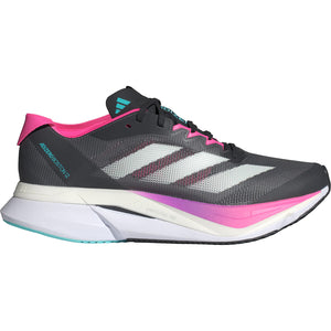adidas Women's Adizero Boston 12 Grey Five / Crystal Jade / Lucid Pink - achilles heel