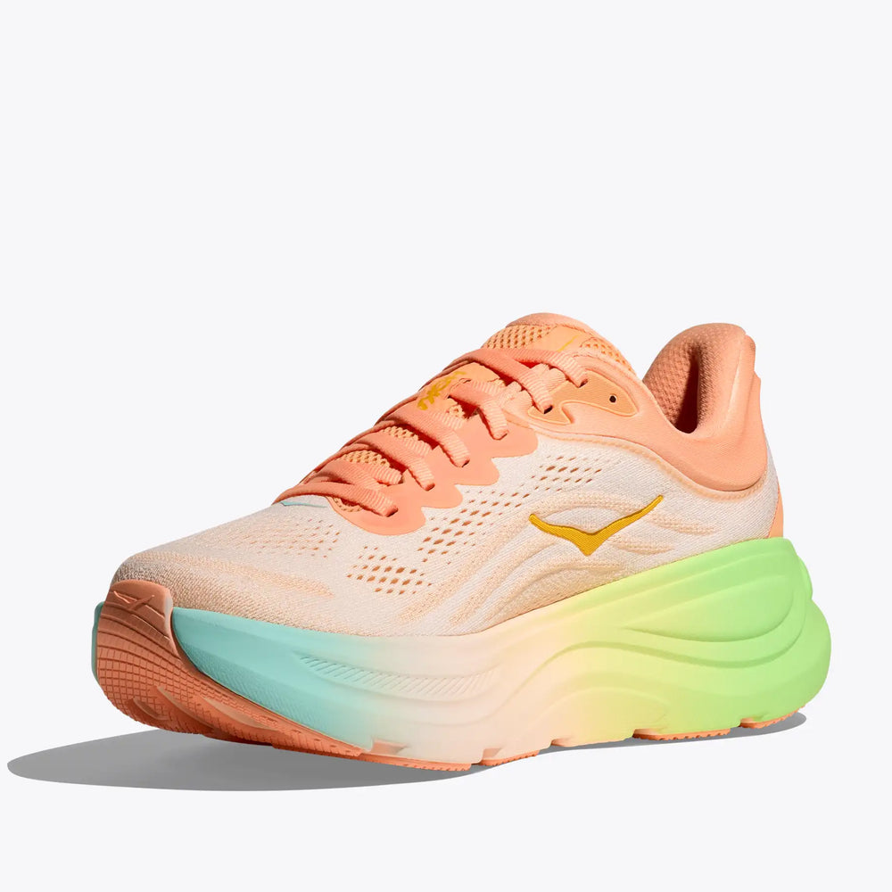 Hoka Men's Bondi 9 Running Shoes Frost / Pale Tangerine - achilles heel