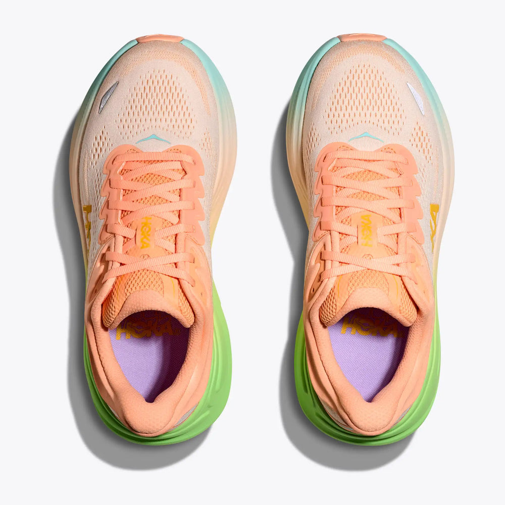 Hoka Men's Bondi 9 Running Shoes Frost / Pale Tangerine - achilles heel