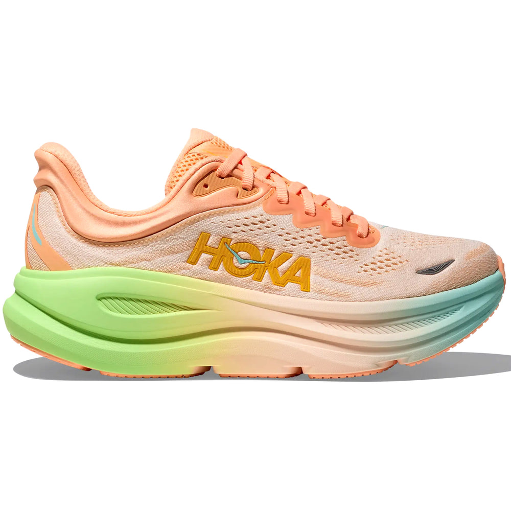 Hoka Men's Bondi 9 Running Shoes Frost / Pale Tangerine - achilles heel
